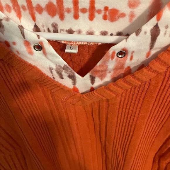 Pumpkin colored, long sleeved sweater.  Size L - Picture 2 of 3